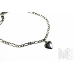 Bracelet de cheville avec breloques en forme de coeur, tresse Figaro, argent 925