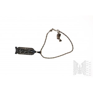 Bracciale con charms in stile egiziano, treccia di corda, argento 800