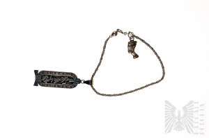 Náramek s přívěsky v egyptském stylu, opletení šňůry, stříbro 800