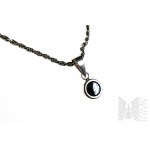 Round Hematite Necklace, Cord Braid, 925 Silver