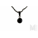 Round Hematite Necklace, Cord Braid, 925 Silver