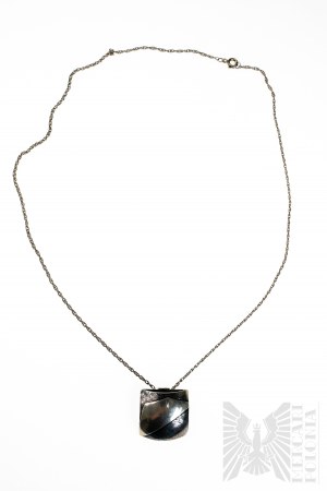 Vintage štvorcový náhrdelník, Prince of Wales Braid, striebro 925