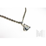Necklace with Large White Triangular Zirconia and Unusual Braid, 925 Silver