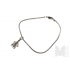 Bracelet léger avec breloques en forme de tortue, tresse de corde, argent 925, italien apprécié