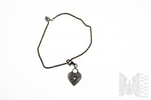 Heart Lock Bracelet, Tape Braid, 925 Silver