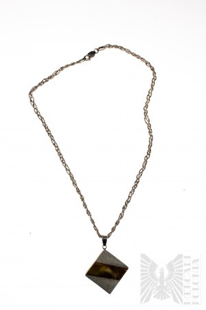 Collier vintage avec décoration, tresse double boule, argent 925, expertisé à Varsovie après 1986