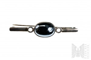 Vintage Brooch with Hematite, 925 Silver, appraised in Warsaw after 1986