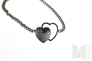 Bracelet with Two Hearts, Armor Braid, 925 Silver