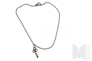 Ankle Bracelet with Charms in the Form of a Key, Ball Braid, 925 Silver