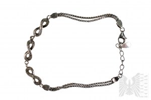 Bracelet Infinity avec Zircons blancs, Double Tresse Vénitienne, Argent 925