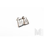 Trapeze Earrings with Greek Motif, 925 Silver