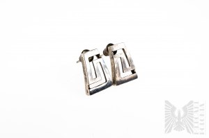 Trapeze Earrings with Greek Motif, 925 Silver