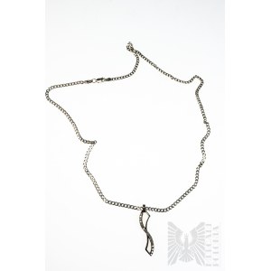 Vlnitý náhrdelník s bielymi zirkónmi, opletenie pásovca, striebro 925