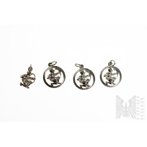 Four Sagittarius Zodiac Pendants, 925 Silver