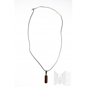 Elongated Rectangular Necklace with Desert Sand, Rope Braid, 925 Silver