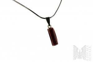Elongated Rectangular Necklace with Desert Sand, Rope Braid, 925 Silver