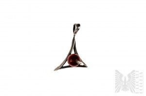 Triangle Pendant with Wooden Ball, 925 Silver, product weight 2.88 grams, dimensions 32x22 mm