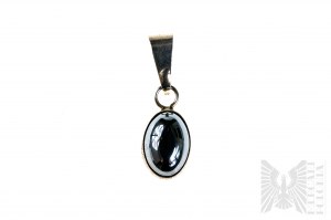 Oval Pendant with Hematite, 925 Silver, appraised in Gdansk after 1986