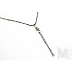 Halskette mit weißen Zirkonia und hängenden Ketten, 925 Silber, geprüft in Italien