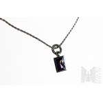 Imitation Amethyst and White Zirconia Necklace, Cord Braid, 925 Silver, hallmarked in Italy