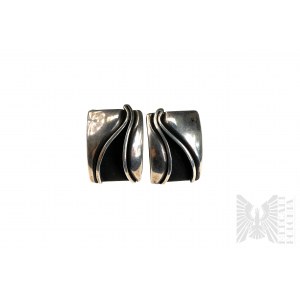 Earrings with Wavy Pattern, 925 Silver, appraised in Warsaw after 1986