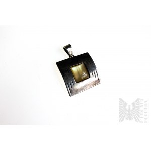 Square Pearl Pendant, 925 Silver, appraised in Bialystok after 1986
