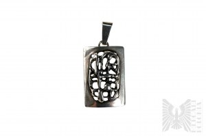 Rectangular Pendant with Openwork Decoration, 925 Silver, appraised in Poznan after 1986
