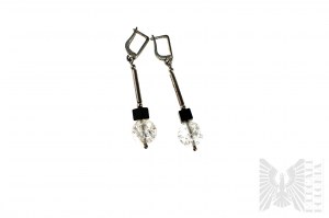 Hanging Earrings with White Balls, 925 Silver