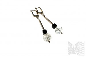 Hanging Earrings with White Balls, 925 Silver
