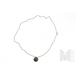 Kulatý náhrdelník s ozdobnými vzory a růžovými zirkony, opletení šňůry, stříbro 925/1000