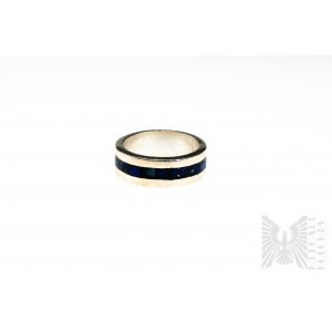 Unisex Ring with Natural Lapis Lazuli, 925 Silver