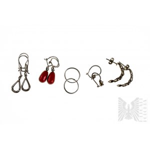 Set of Five Pairs of Earrings - 925 Silver