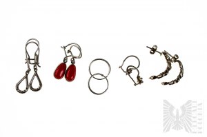 Set of Five Pairs of Earrings - 925 Silver