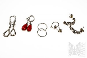 Set of Five Pairs of Earrings - 925 Silver