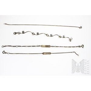 Set aus vier Armbändern, eines mit Zirkonen, zwei mit Beschriftungsplättchen und eines zum Befestigen von Accessoires - 925 Silber