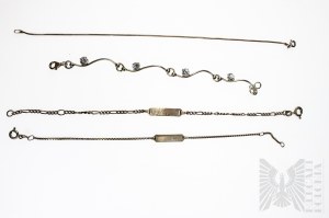 Set di quattro bracciali, uno con zirconi, due con targhette di iscrizione e uno per fissare gli accessori - Argento 925