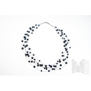 Halskette mit schwarzen Süßwasser-Zuchtperlen - 925 Silber