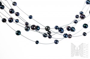 Náhrdelník s čiernymi sladkovodnými kultivovanými perlami - Striebro 925