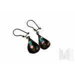 Boucles d'oreilles en forme de coquillage avec des turquoises naturelles - argent 925