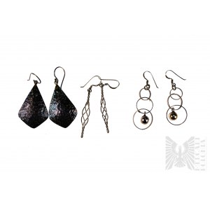Three Pairs of Designer Earrings - 925 Silver