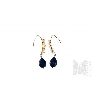Earrings with Lapis Lazuli and Cultured Freshwater Pearls - 925 Silver
