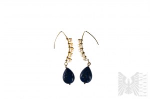 Náušnice s lapisem lazuli a kultivovanými sladkovodními perlami - stříbro 925/1000