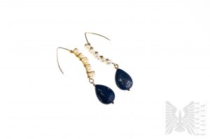 Náušnice s lapis lazuli a kultivovanými sladkovodnými perlami - striebro 925