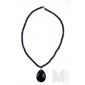 Halskette mit natürlichen Lapislazuli-Steinen - 925 Silber