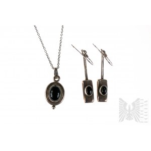 Set aus Ohrringen und Halskette mit Onyx - Silber 925