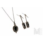 Set di orecchini e collana con onice - Argento 925