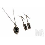 Set of Earrings &amp; Necklace with Onyxes - 925 Silver