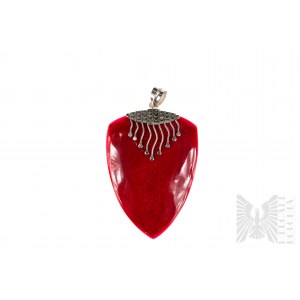 Red Plate Pendant - 925 Silver