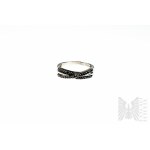 Prsten s 35 černými diamanty o celkové hmotnosti 0,22 ct, bílé zlato 9k/375, certifikát GemsTv