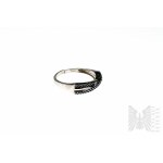 Ring with 35 Black Diamonds with Total Weight of 0.22 ct, White Gold 9k/375, Comes with GemsTv Certificate